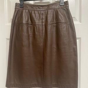 Charles Klein Brown Leather Skirt.